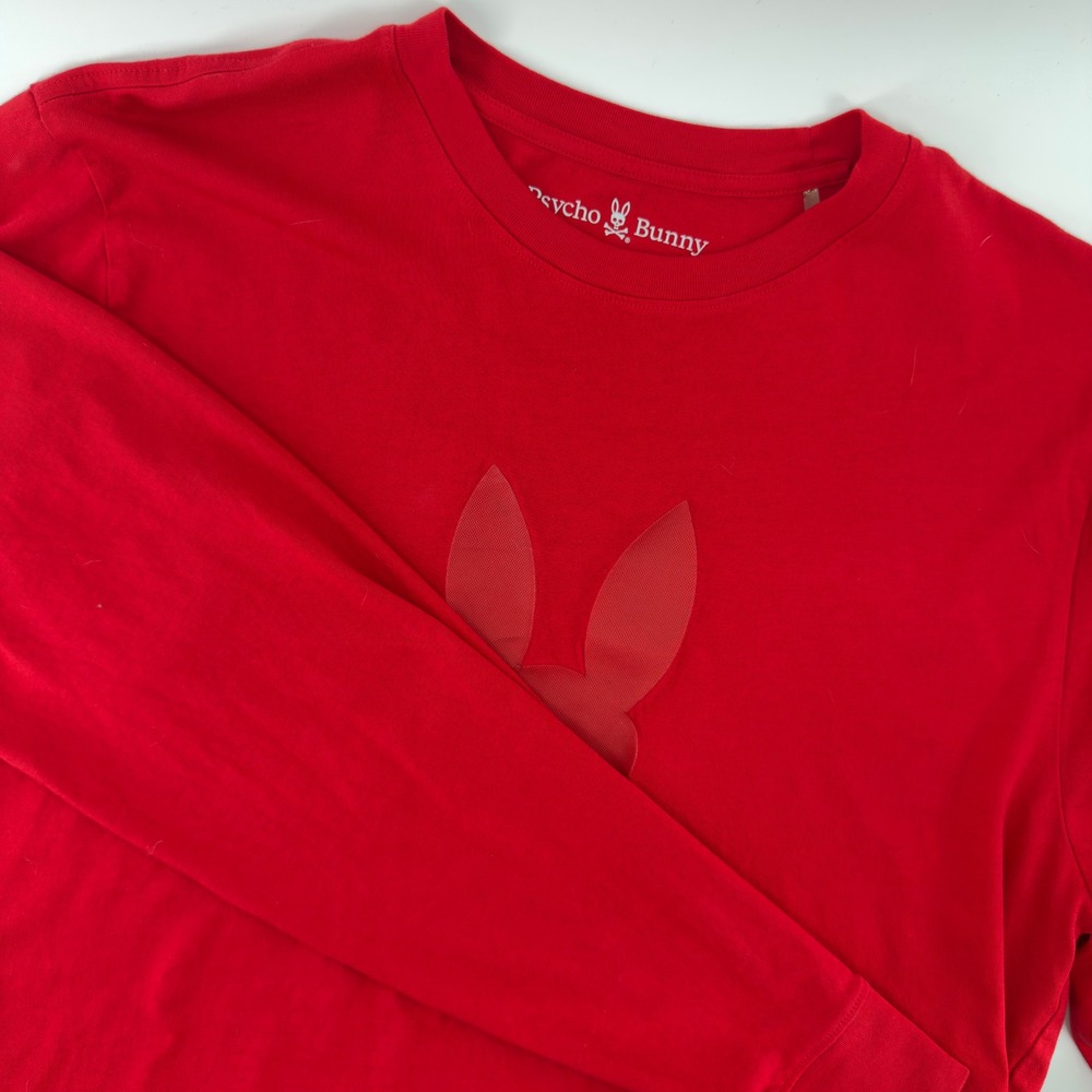 Psycho Bunny Mens Red Pima Cotton Long Sleeve Graphic T-Shirt Size 8 XL